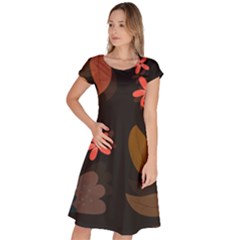 Flower Leaves Background Floral Classic Short Sleeve Dress by Ravend