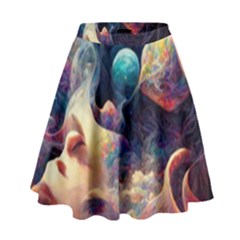 Quantum Physics Dreaming Lucid High Waist Skirt by Ravend