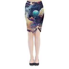 Quantum Physics Dreaming Lucid Midi Wrap Pencil Skirt by Ravend