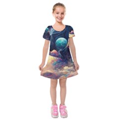 Quantum Physics Dreaming Lucid Kids  Short Sleeve Velvet Dress