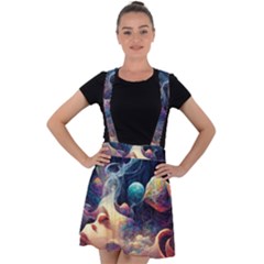 Quantum Physics Dreaming Lucid Velvet Suspender Skater Skirt by Ravend