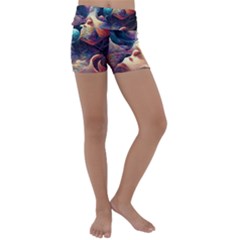 Quantum Physics Dreaming Lucid Kids  Lightweight Velour Yoga Shorts by Ravend