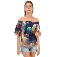 Quantum Physics Dreaming Lucid Off Shoulder Short Sleeve Top by Ravend