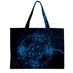 Network Circuit Board Trace Zipper Mini Tote Bag by Ravend