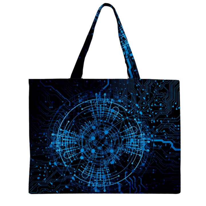 Network Circuit Board Trace Zipper Mini Tote Bag