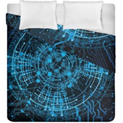 Network Circuit Board Trace Duvet Cover Double Side (king Size) by Ravend