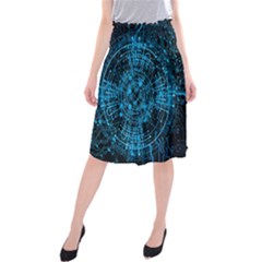 Network Circuit Board Trace Midi Beach Skirt by Ravend