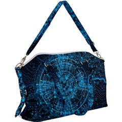 Network Circuit Board Trace Canvas Crossbody Bag by Ravend