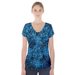 Network Circuit Board Trace Short Sleeve Front Detail Top by Ravend