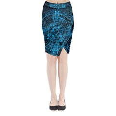 Network Circuit Board Trace Midi Wrap Pencil Skirt by Ravend