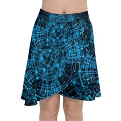 Network Circuit Board Trace Chiffon Wrap Front Skirt by Ravend