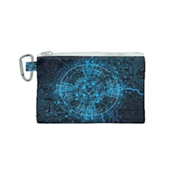 Network Circuit Board Trace Canvas Cosmetic Bag (small) by Ravend