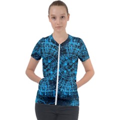 Network Circuit Board Trace Short Sleeve Zip Up Jacket by Ravend