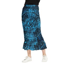 Network Circuit Board Trace Maxi Fishtail Chiffon Skirt by Ravend