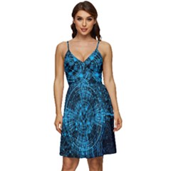 Network Circuit Board Trace V-neck Pocket Summer Dress  by Ravend