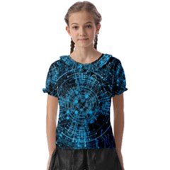 Network Circuit Board Trace Kids  Frill Chiffon Blouse by Ravend