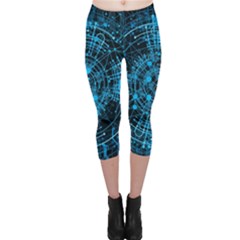 Network Circuit Board Trace Capri Leggings  by Ravend