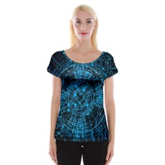 Network Circuit Board Trace Cap Sleeve Top by Ravend