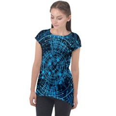 Network Circuit Board Trace Cap Sleeve High Low Top by Ravend