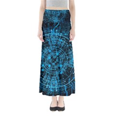 Network Circuit Board Trace Full Length Maxi Skirt by Ravend