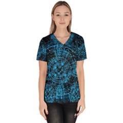 Network Circuit Board Trace Women s V-neck Scrub Top by Ravend