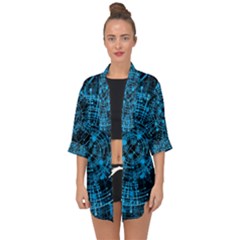 Network Circuit Board Trace Open Front Chiffon Kimono by Ravend