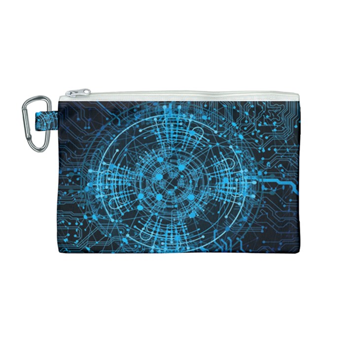 Network Circuit Board Trace Canvas Cosmetic Bag (Medium)