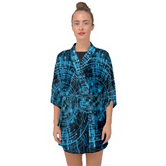 Network Circuit Board Trace Half Sleeve Chiffon Kimono by Ravend