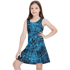 Network Circuit Board Trace Kids  Lightweight Sleeveless Dress by Ravend