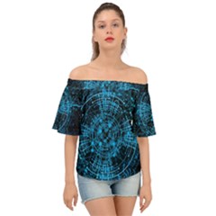 Network Circuit Board Trace Off Shoulder Short Sleeve Top by Ravend