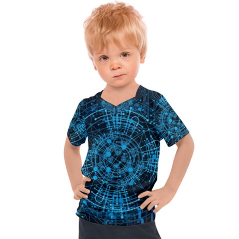 Network Circuit Board Trace Kids  Sports Tee by Ravend