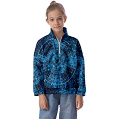 Network Circuit Board Trace Kids  Half Zip Hoodie by Ravend