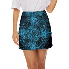 Network Circuit Board Trace Mini Front Wrap Skirt by Ravend