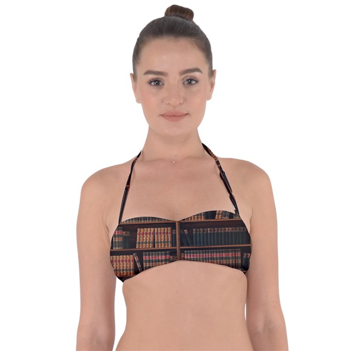 Book Bookshelf Bookcase Library Halter Bandeau Bikini Top