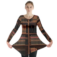 Book Bookshelf Bookcase Library Long Sleeve Tunic  by Ravend