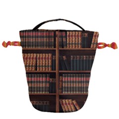 Book Bookshelf Bookcase Library Drawstring Bucket Bag by Ravend