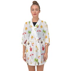 Summer Backgroundnature Beach Half Sleeve Chiffon Kimono by Ravend