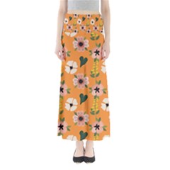 Flower White Pattern Floral Full Length Maxi Skirt