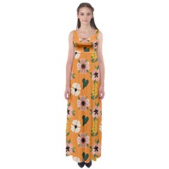 Flower White Pattern Floral Empire Waist Maxi Dress by Ravend