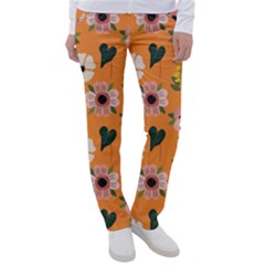 Flower White Pattern Floral Women s Casual Pants by Ravend