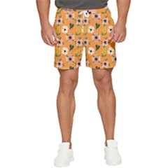 Flower White Pattern Floral Men s Runner Shorts by Ravend