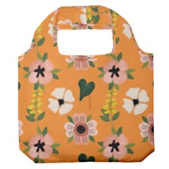 Flower White Pattern Floral Premium Foldable Grocery Recycle Bag