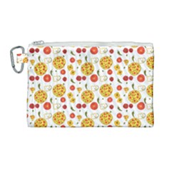 Illustration Pizza Background Vegetable Canvas Cosmetic Bag (large) by Ravend