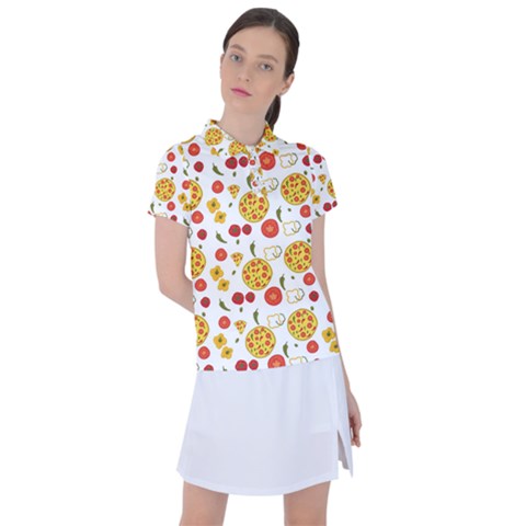 Illustration Pizza Background Vegetable Women s Polo Tee by Ravend