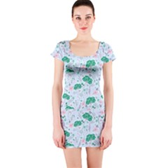 Flower Pattern Wallpaper Seamless Short Sleeve Bodycon Dress by Ravend