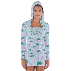 Flower Pattern Wallpaper Seamless Long Sleeve Hooded T-shirt by Ravend