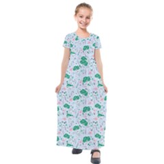 Flower Pattern Wallpaper Seamless Kids  Short Sleeve Maxi Dress by Ravend