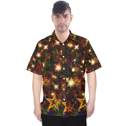 Christmas Xmas Stars Star Advent Background Men s Hawaii Shirt by Ravend