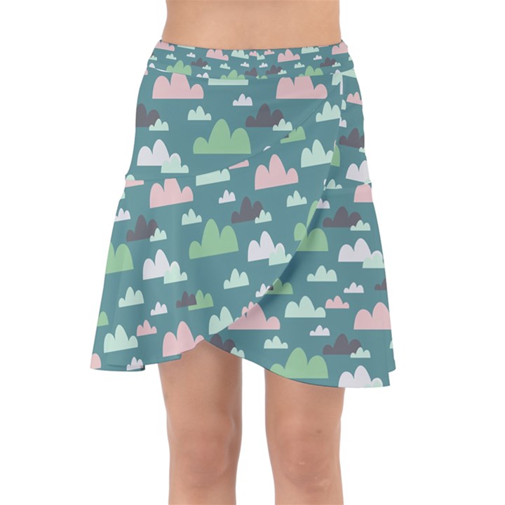 Llama Clouds  Wrap Front Skirt