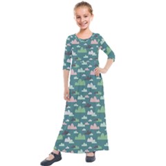 Llama Clouds  Kids  Quarter Sleeve Maxi Dress by ConteMonfrey